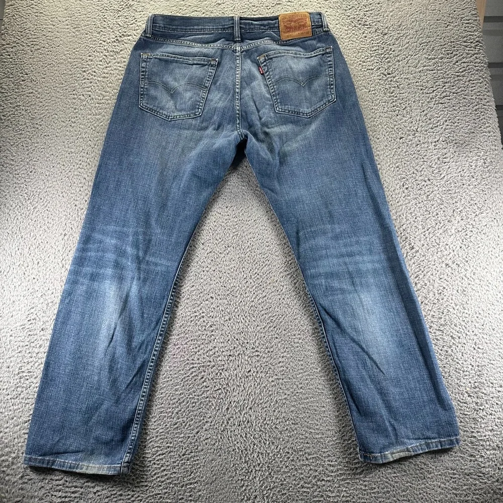 Levi's 505 Jeans Men 36x32 Blue Cotton Denim Straight Leg Workwear Faded Stretch